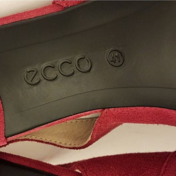 ECCO Red Suede Leather Slingback Pointed Toe Kitten Heel Pumps Shoes Sz 41 US 40 - Picture 12 of 13